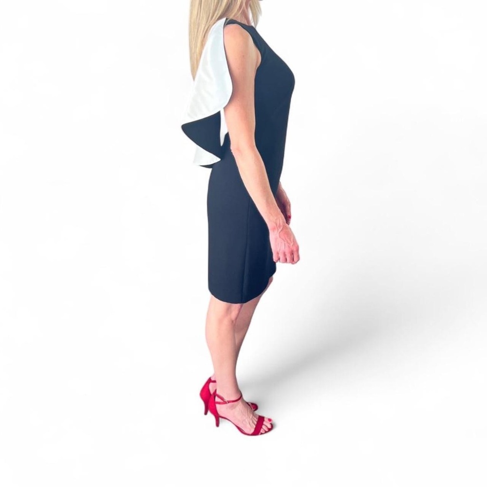 Lauren Ralph Lauren Black & White Ruffle Side Zip Dress - Size 0